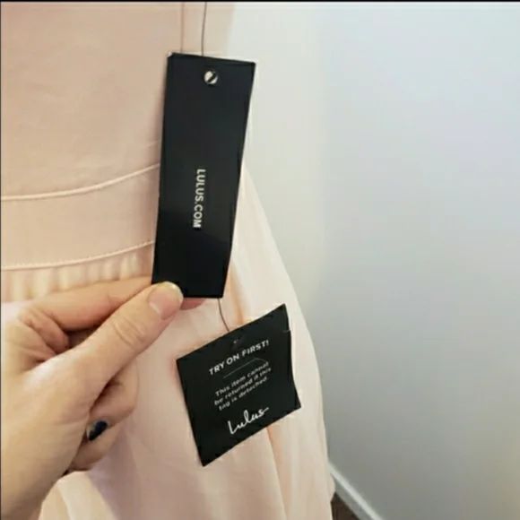 Lulus NWT small peach forevermore halter skater fit and flare mini dress - Picture 6 of 13